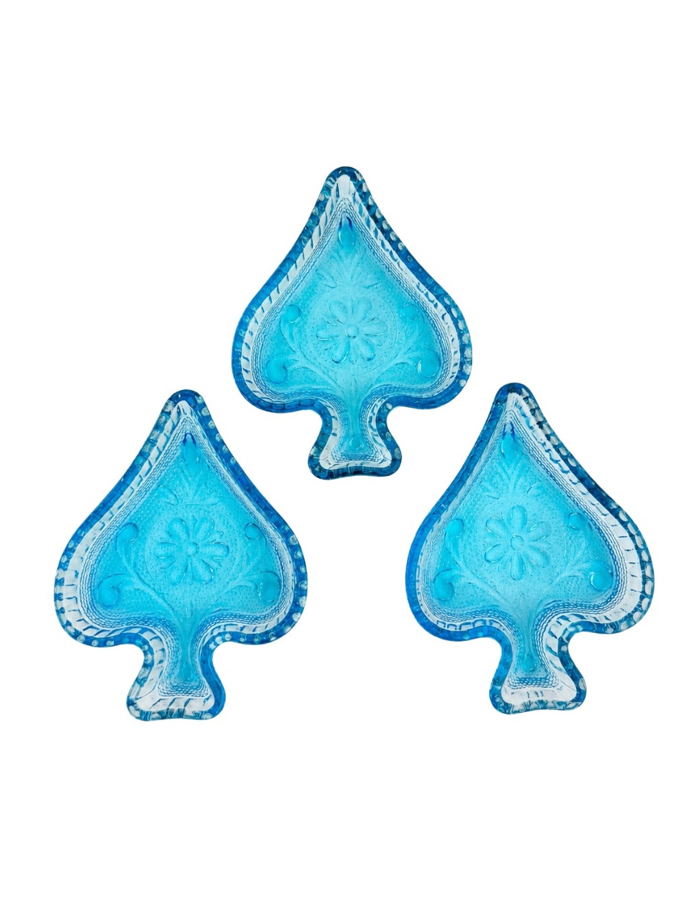 Vintage Indiana Glass Tiara Blue Trinket Nut Dish Ashtray Spades